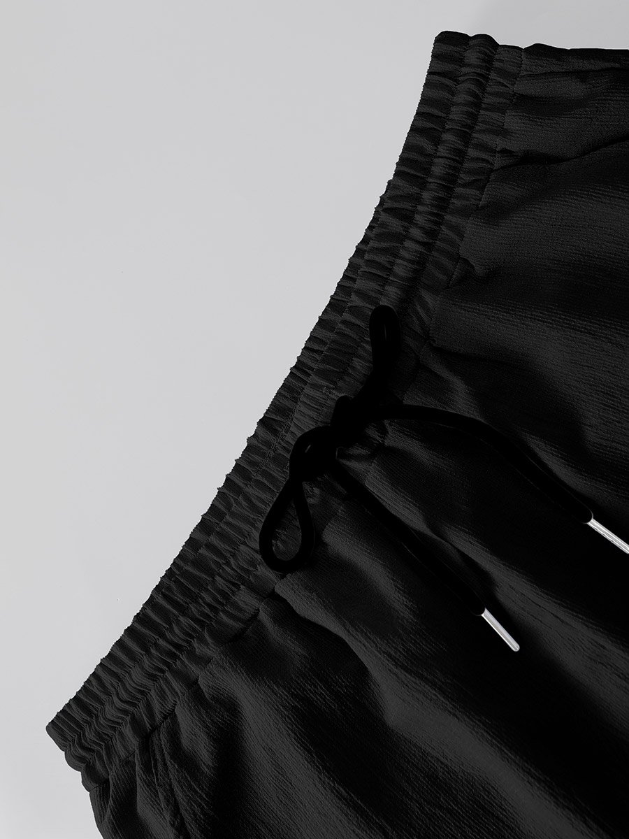 Men Black Textured Shirt and Pants Co-Ords