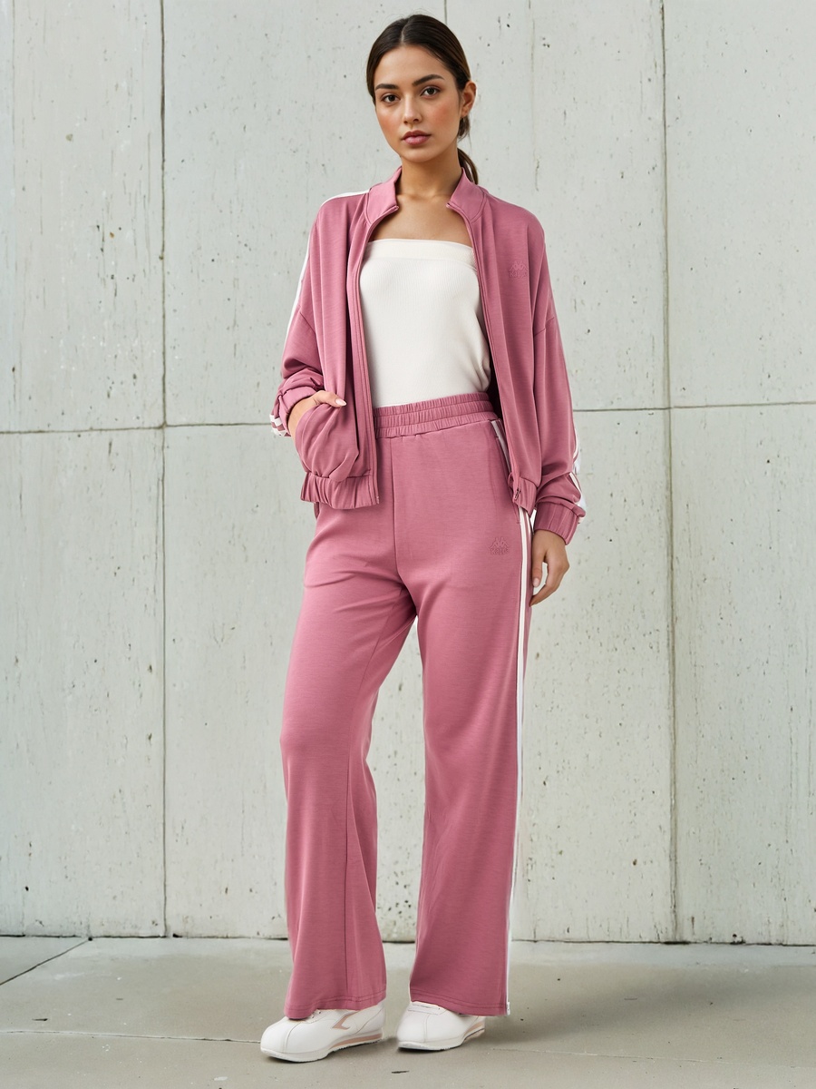 Women Contrast Tape Soft Touch Track Pants with Pockets