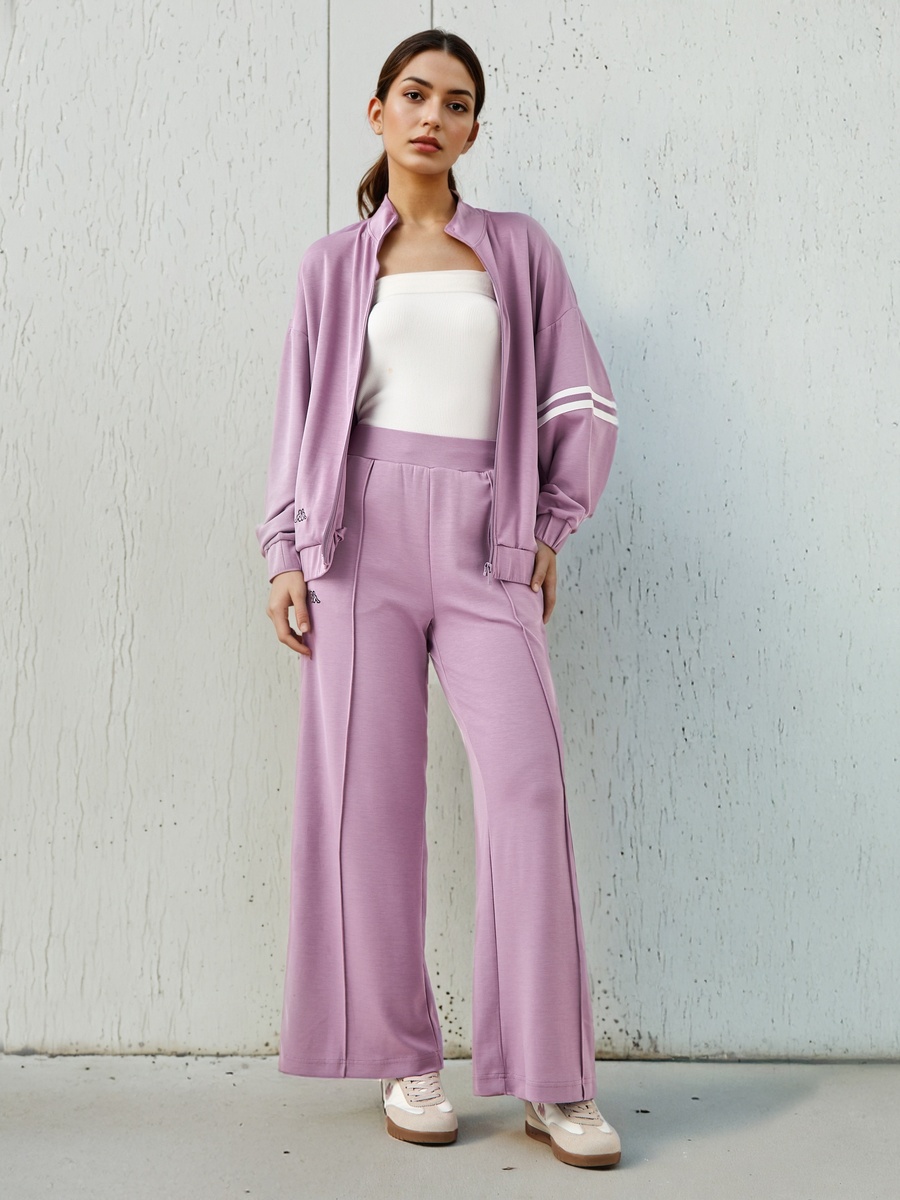 Women Wide Leg Soft Touch Track Pants with Pockets