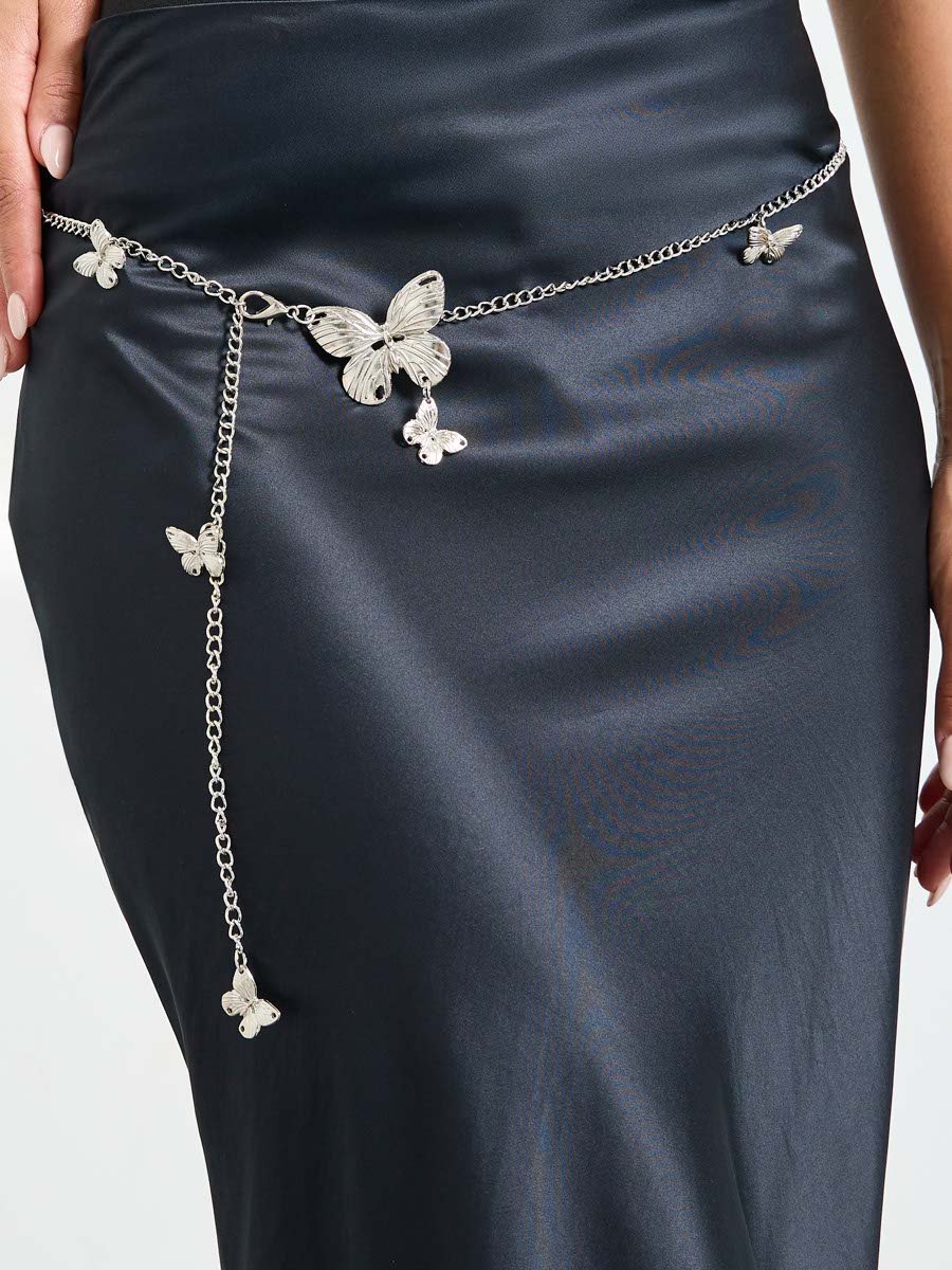 Women Silver Butterfly Chain Belt