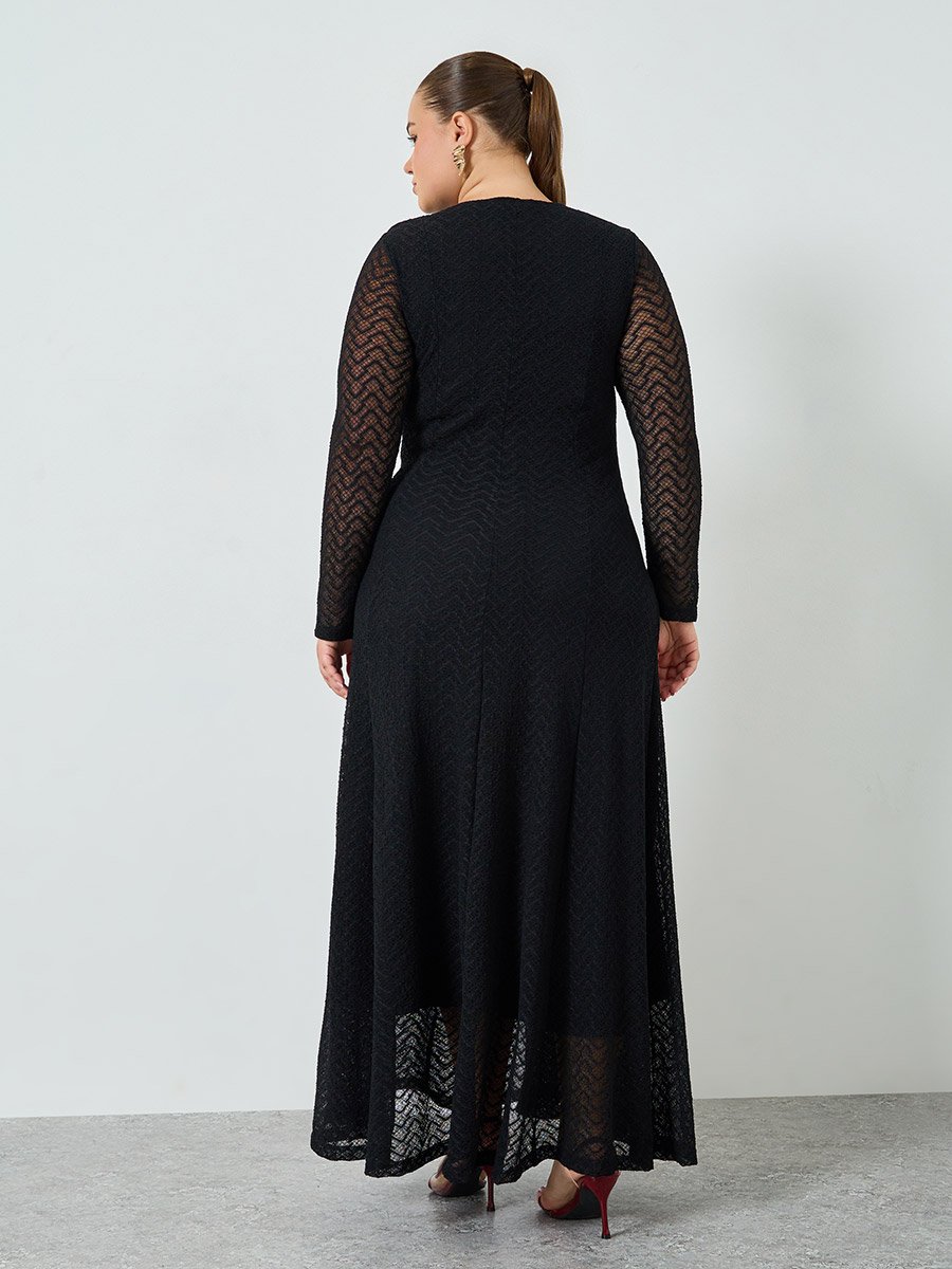 knee length dresses for ladies One Heart Lace Insert Maxi Dress Black– Selfie Leslie