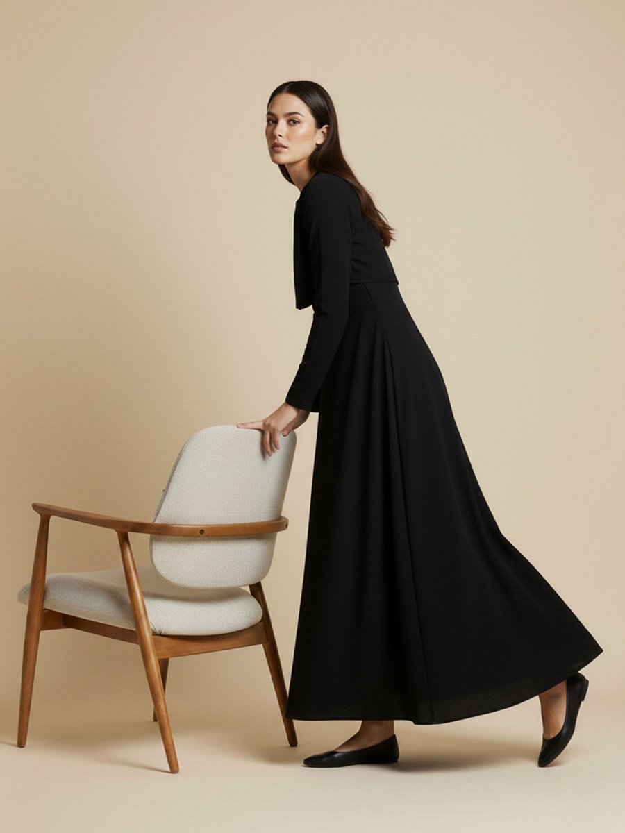 Women Black Bell Sleeve Maxi Dress For Women at Bahrain | Styli
