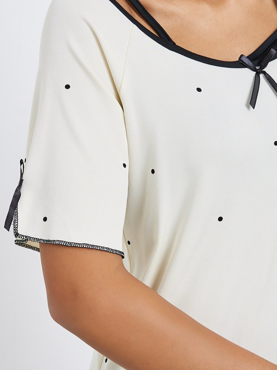 Dot Print Bow Detail Nightdress