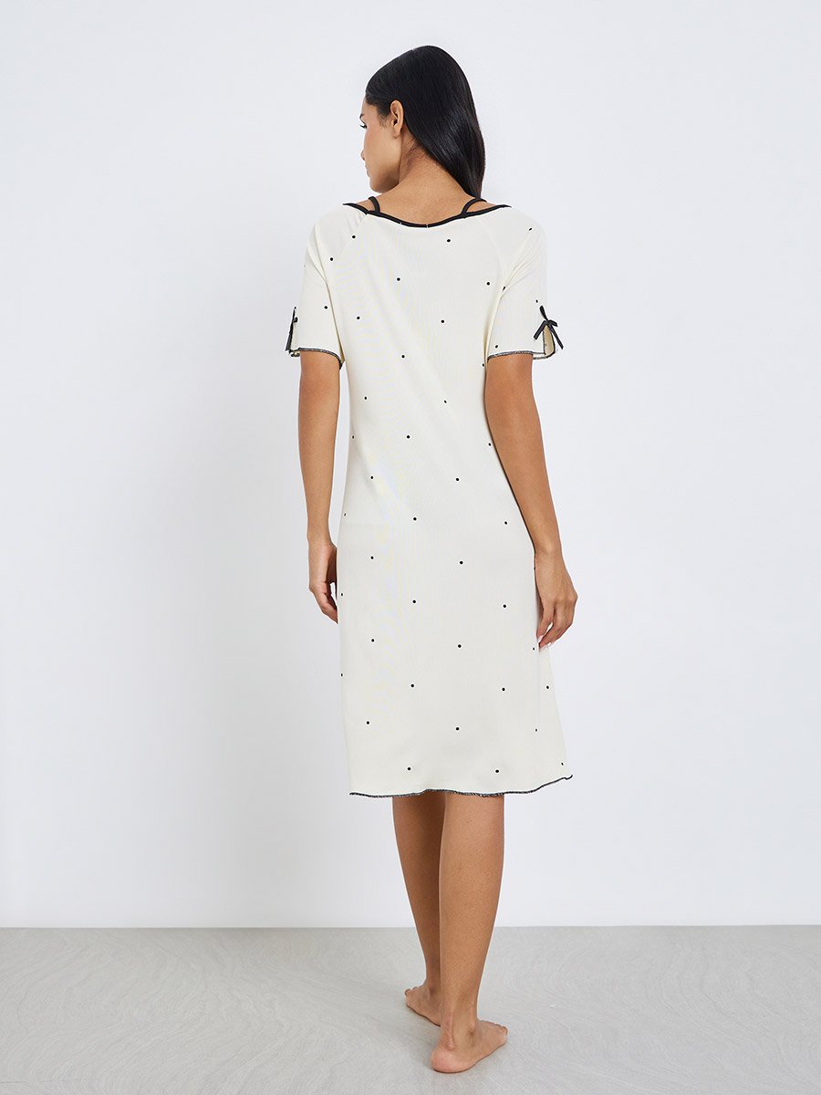 Dot Print Bow Detail Nightdress
