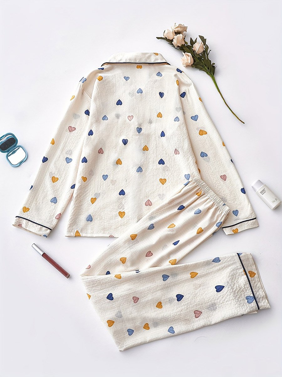 Women Graphic Print Long Sleeve Shirt and Pyjama Set