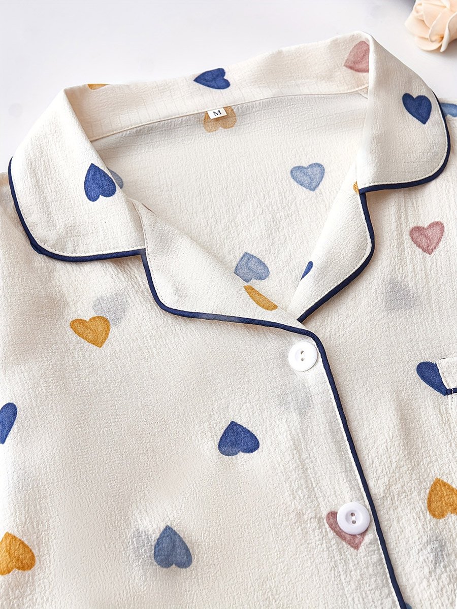 Women Graphic Print Long Sleeve Shirt and Pyjama Set