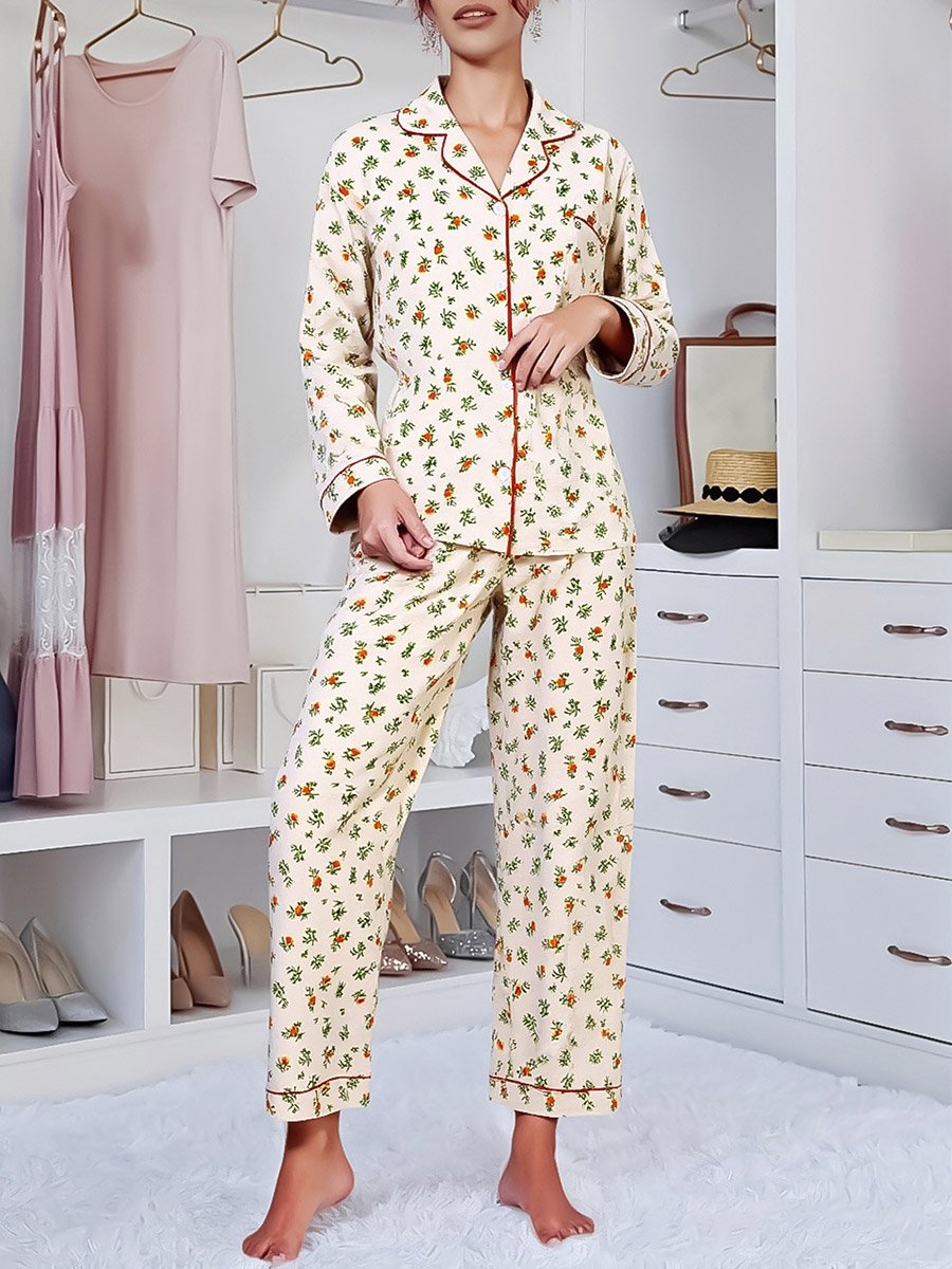 Women Floral Print Shirt and Pyjama Set