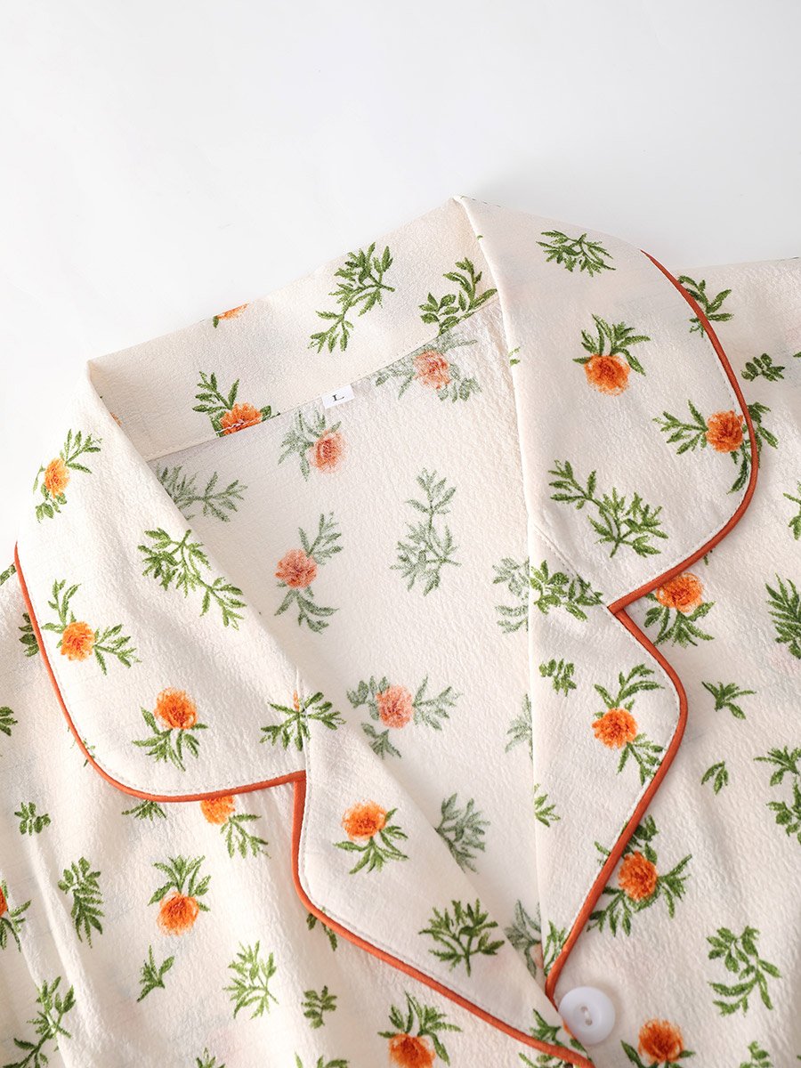 Women Floral Print Shirt and Pyjama Set