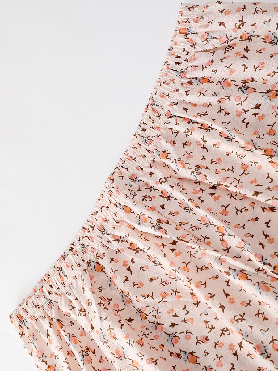 Women Striped Floral Print Shirt and Pyjama Set