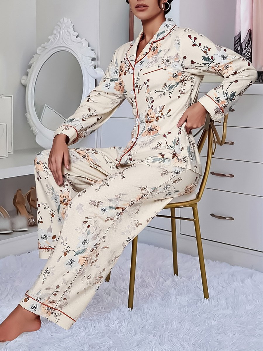 Women Floral Print Shirt and Pyjama Set