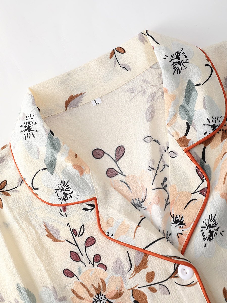 Women Floral Print Shirt and Pyjama Set