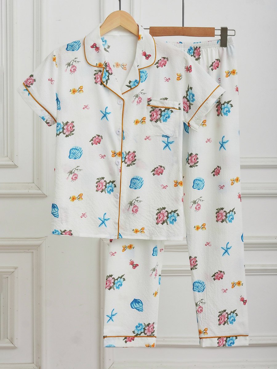 Women Graphic Print Shirt and Pyjama Set