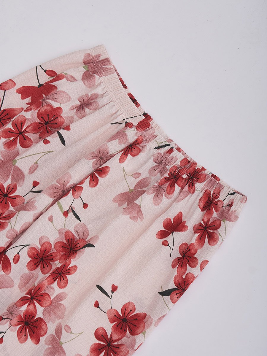Women Floral Print Shirt and Pyjama Set