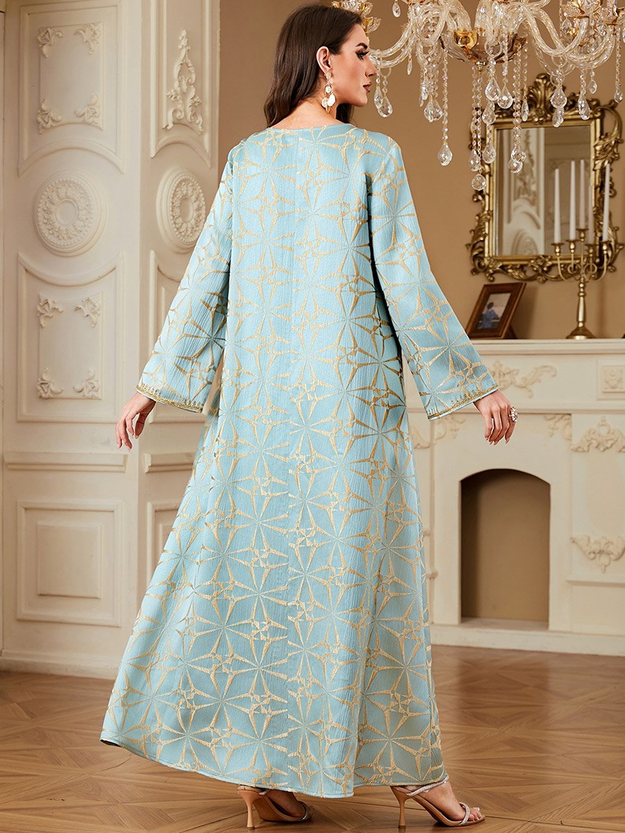 Women Textured Faux Pearl Detail Jalabiya