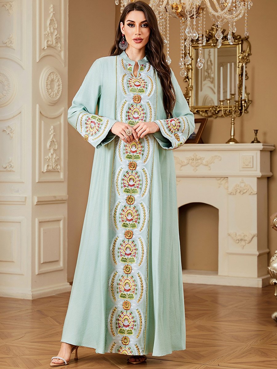 Women Embellished Detail Long Sleeve Jalabiya