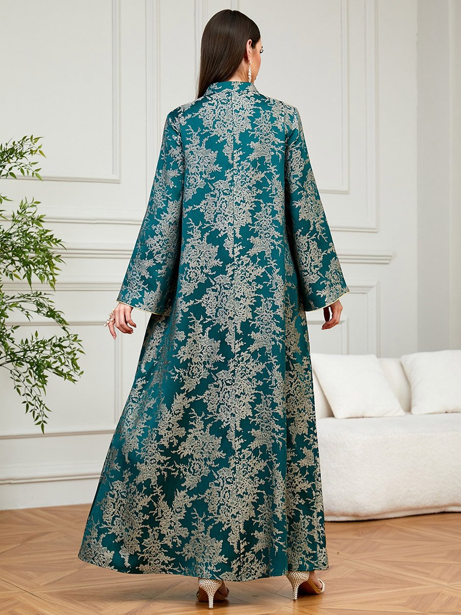 Women Texture Fabric Embellished Detail Jalabiya