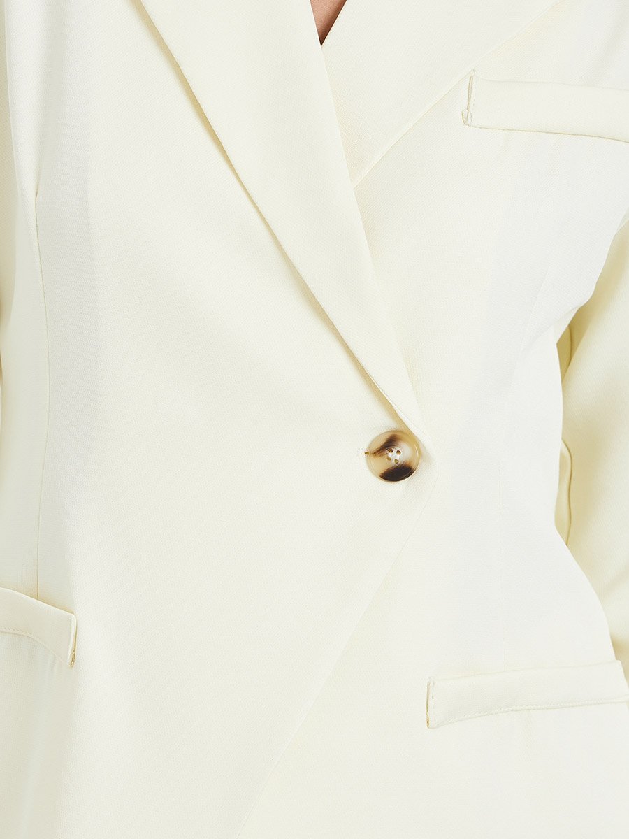Women Cream Button-Front Blazer