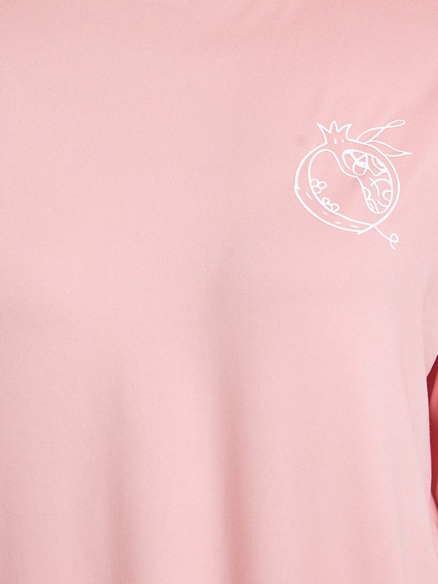 Women Pink Graphic Fruit Print T-Shirt