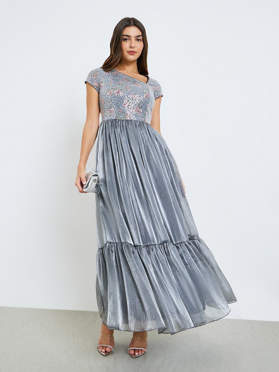 Grey Embellished Maxi Dress