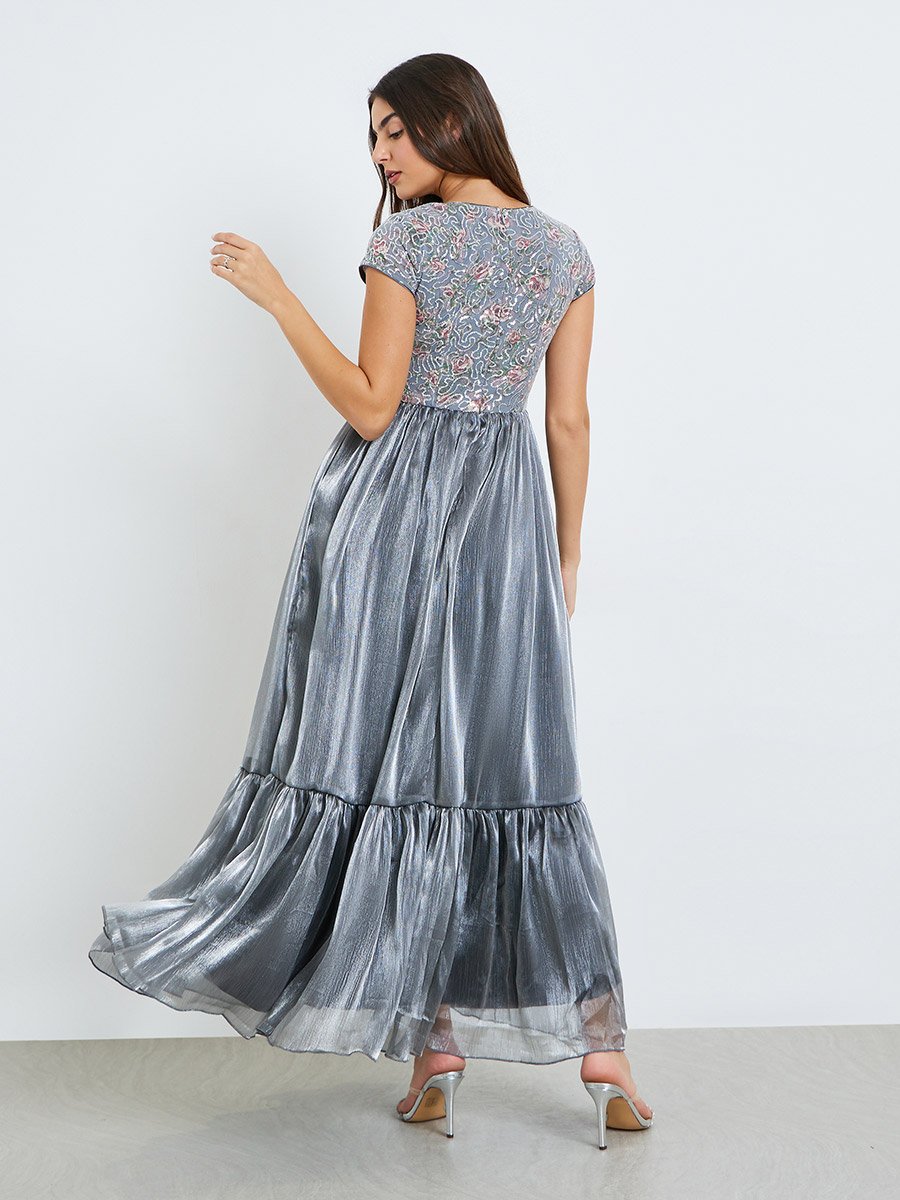 Grey Embellished Maxi Dress