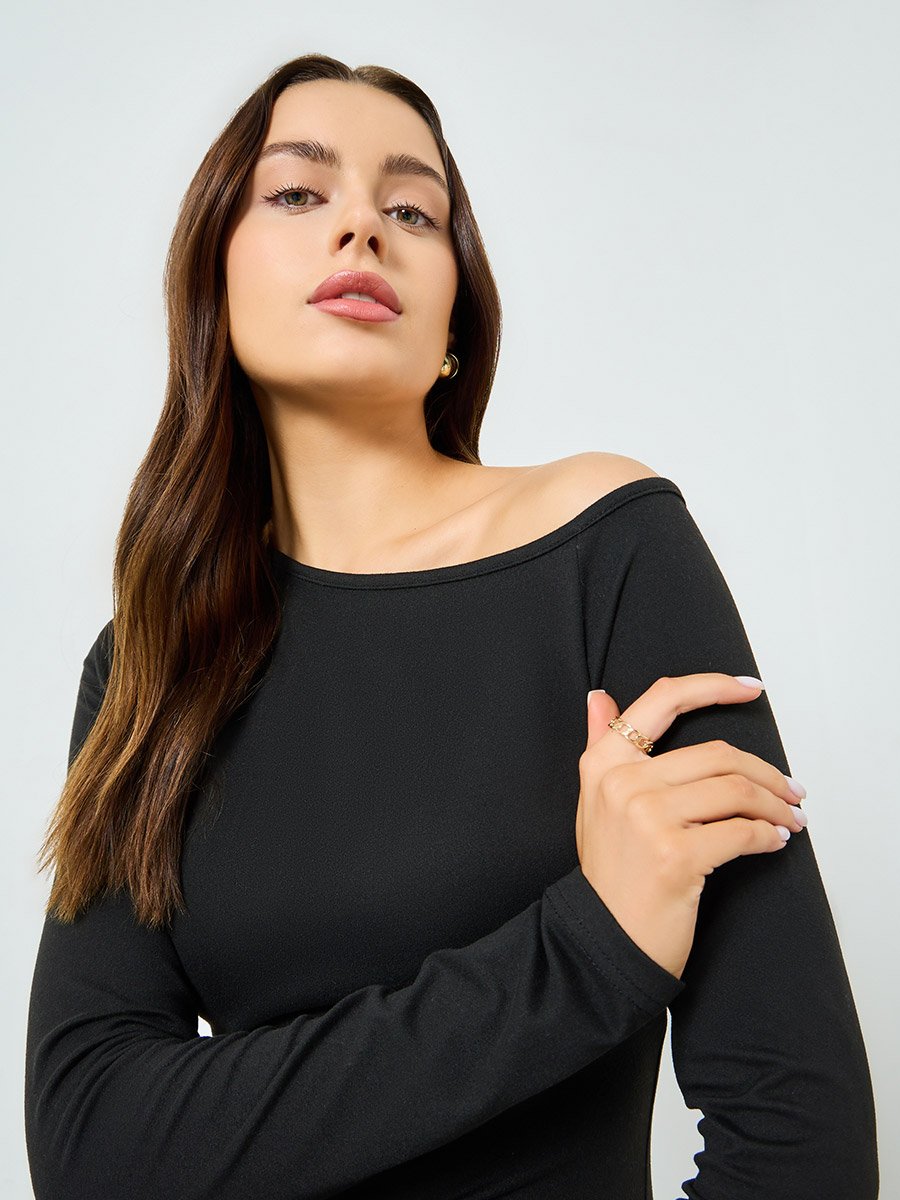 Black One Shoulder Neck Bodycon Maxi Dress