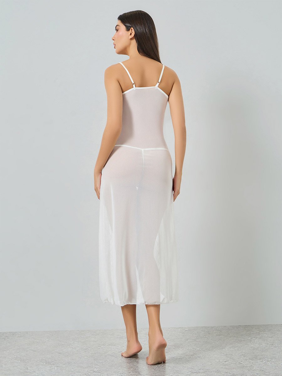White Lace Cami Slip Dress with Brief Set