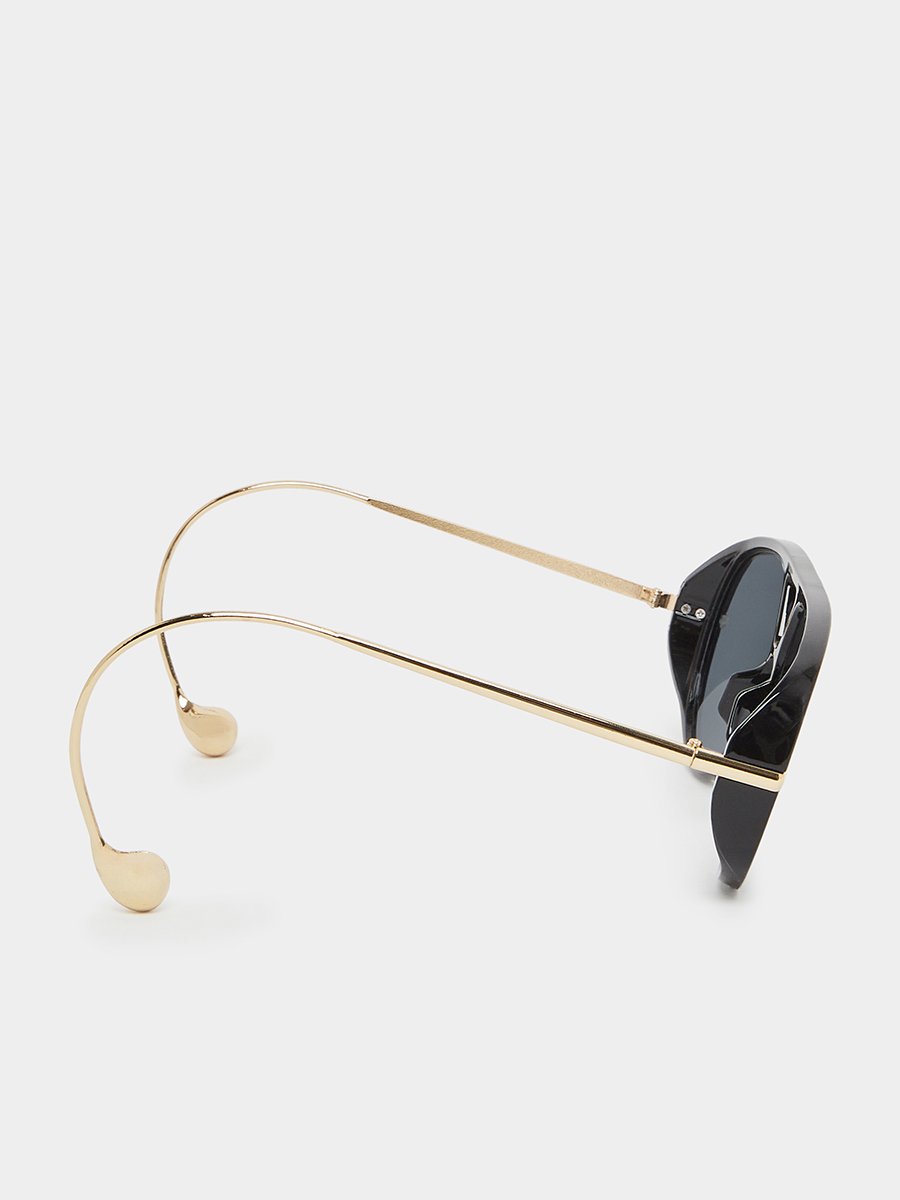 Black Aviator Sunglasses with Gold Accent