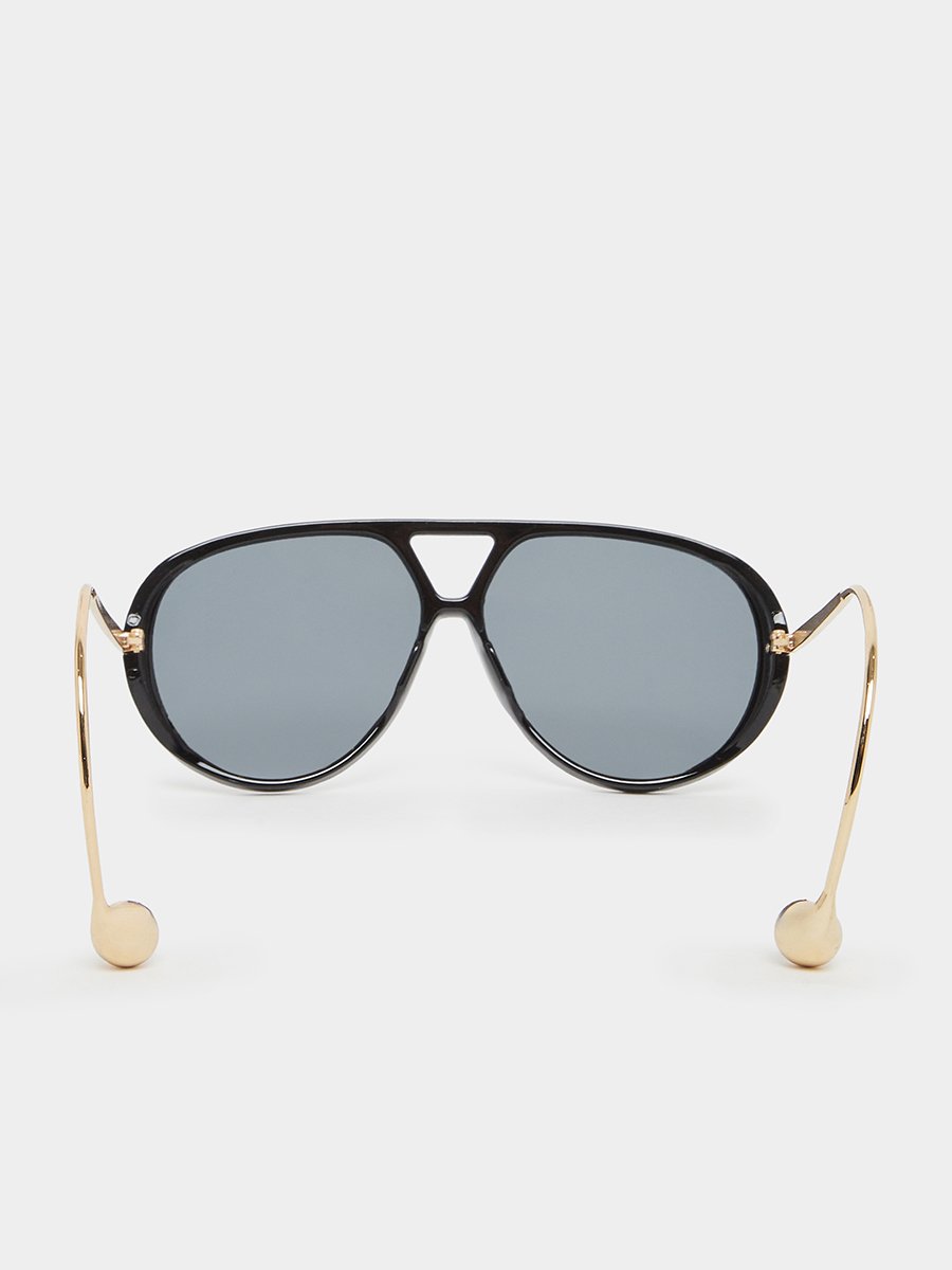 Black Aviator Sunglasses with Gold Accent