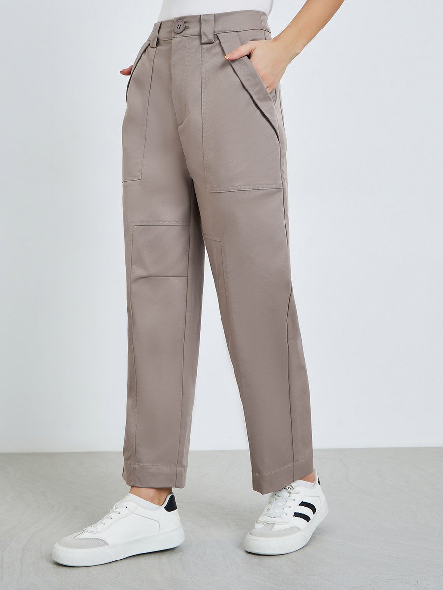 Women Beige Relaxed Fit Linen Look Trousers