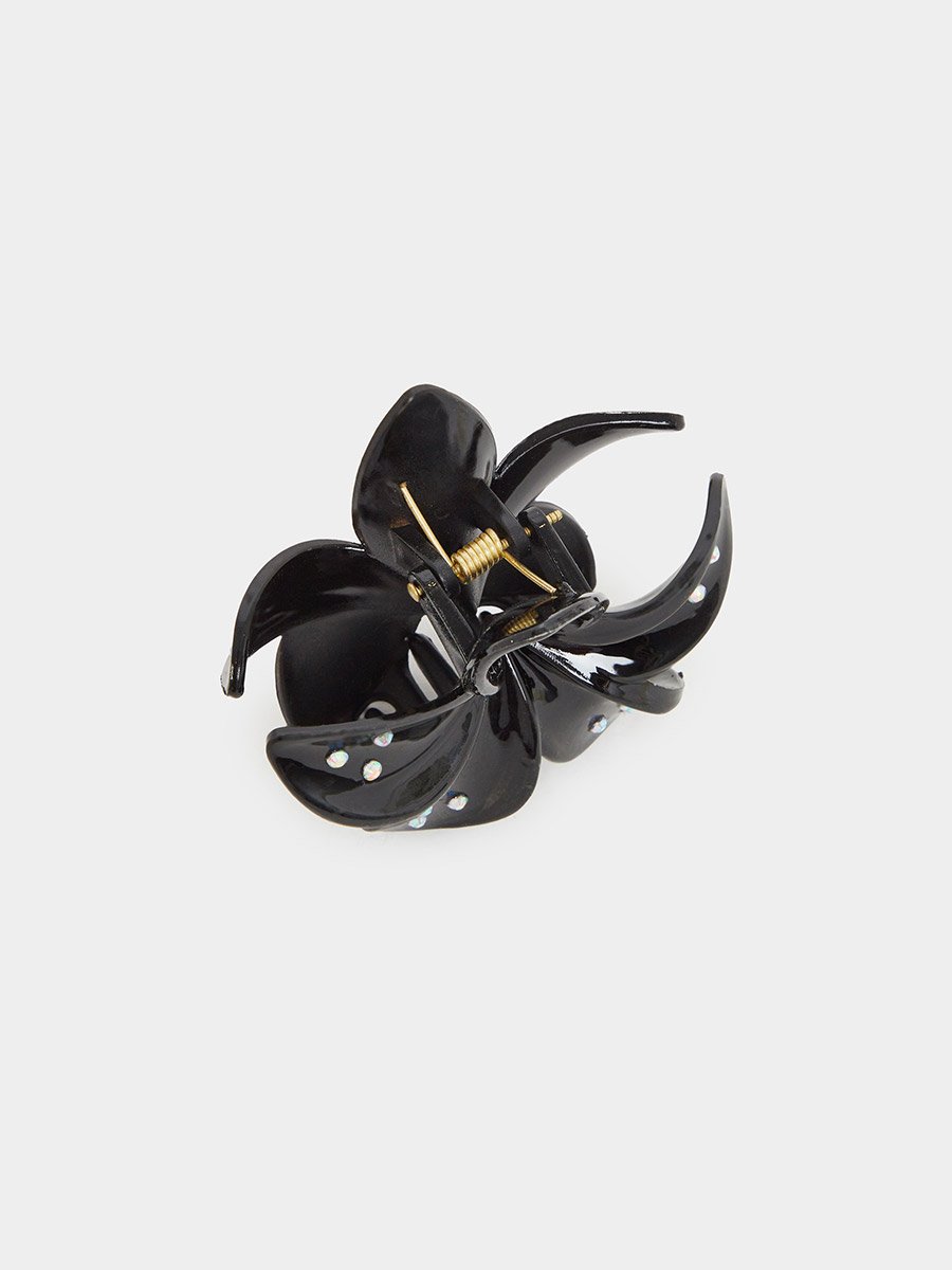 Black Flower Hair Claw