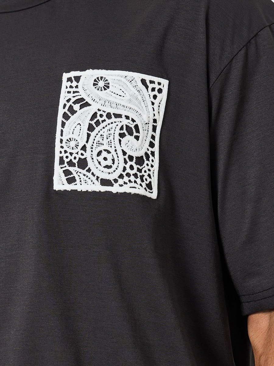 Men Black Graphic Oversized T-Shirt
