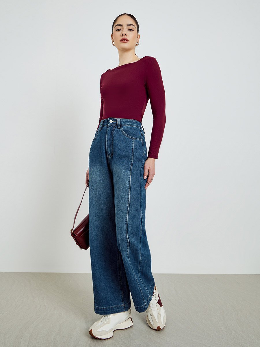 Women High Rise Straight Leg Jeans