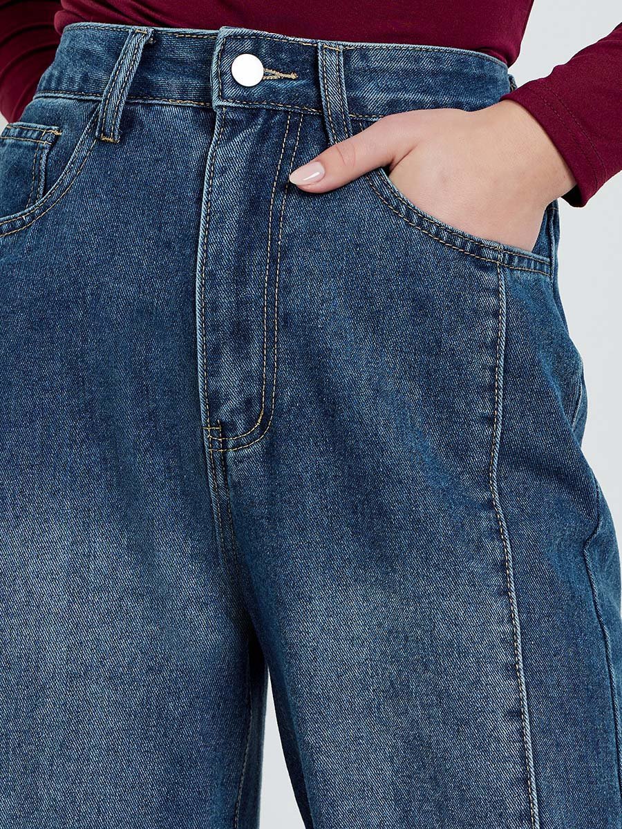 Women High Rise Straight Leg Jeans