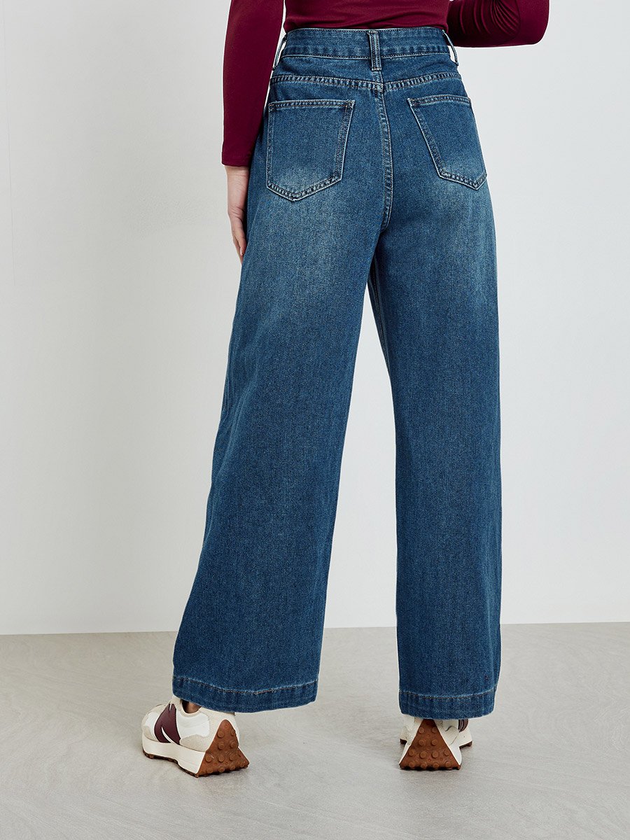 Women High Rise Straight Leg Jeans