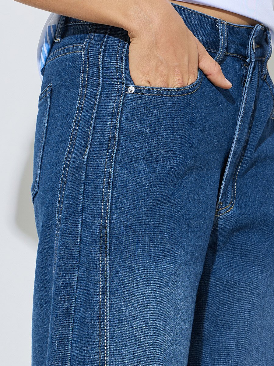 Women High Rise Relaxed Fit Faded Jeans