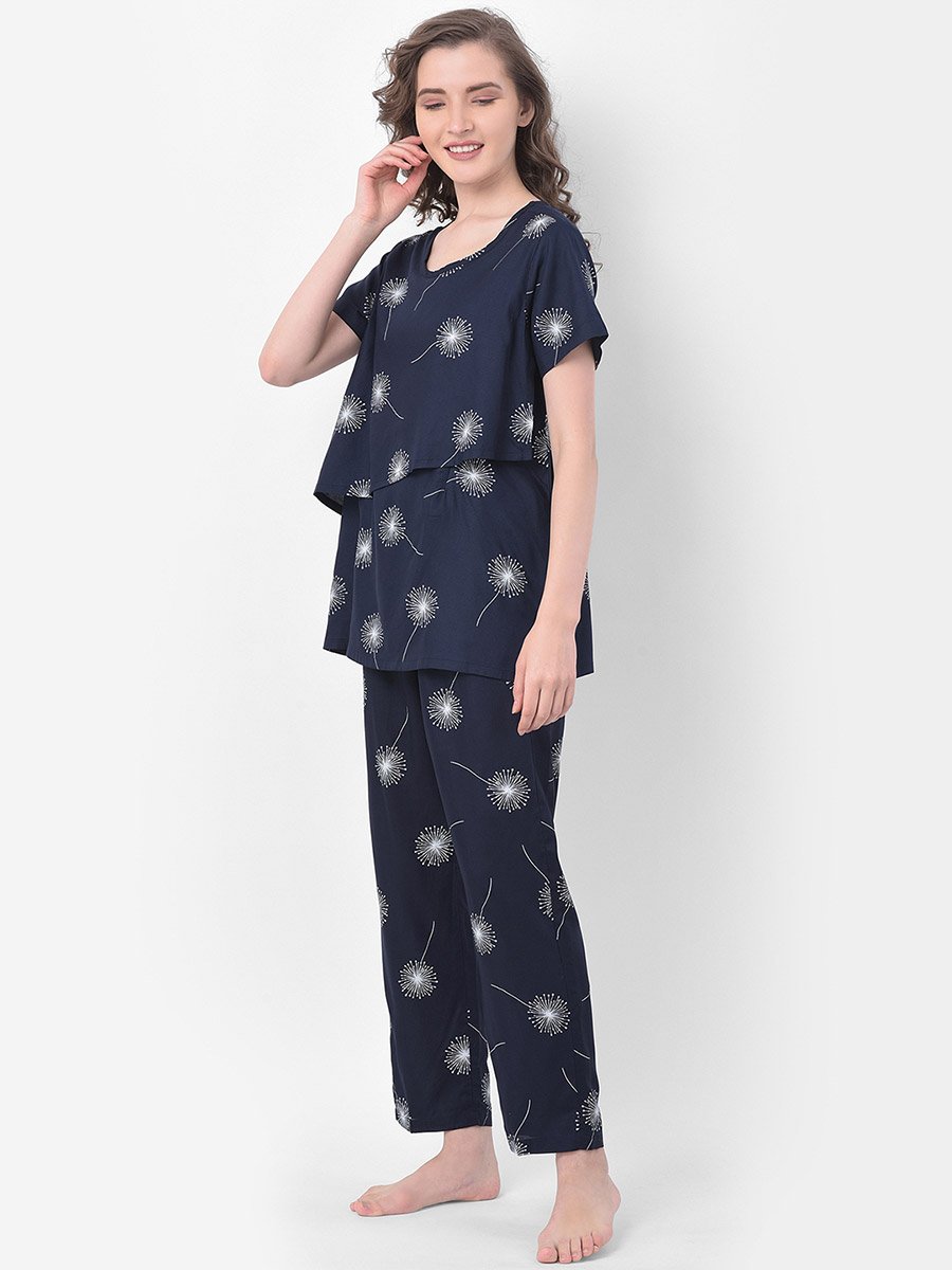 Dandelion Print Nursing Top and Pyjama Set