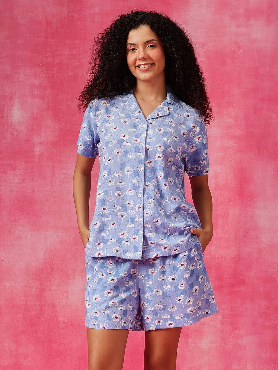 Floral Print Shirt and Shorts Set