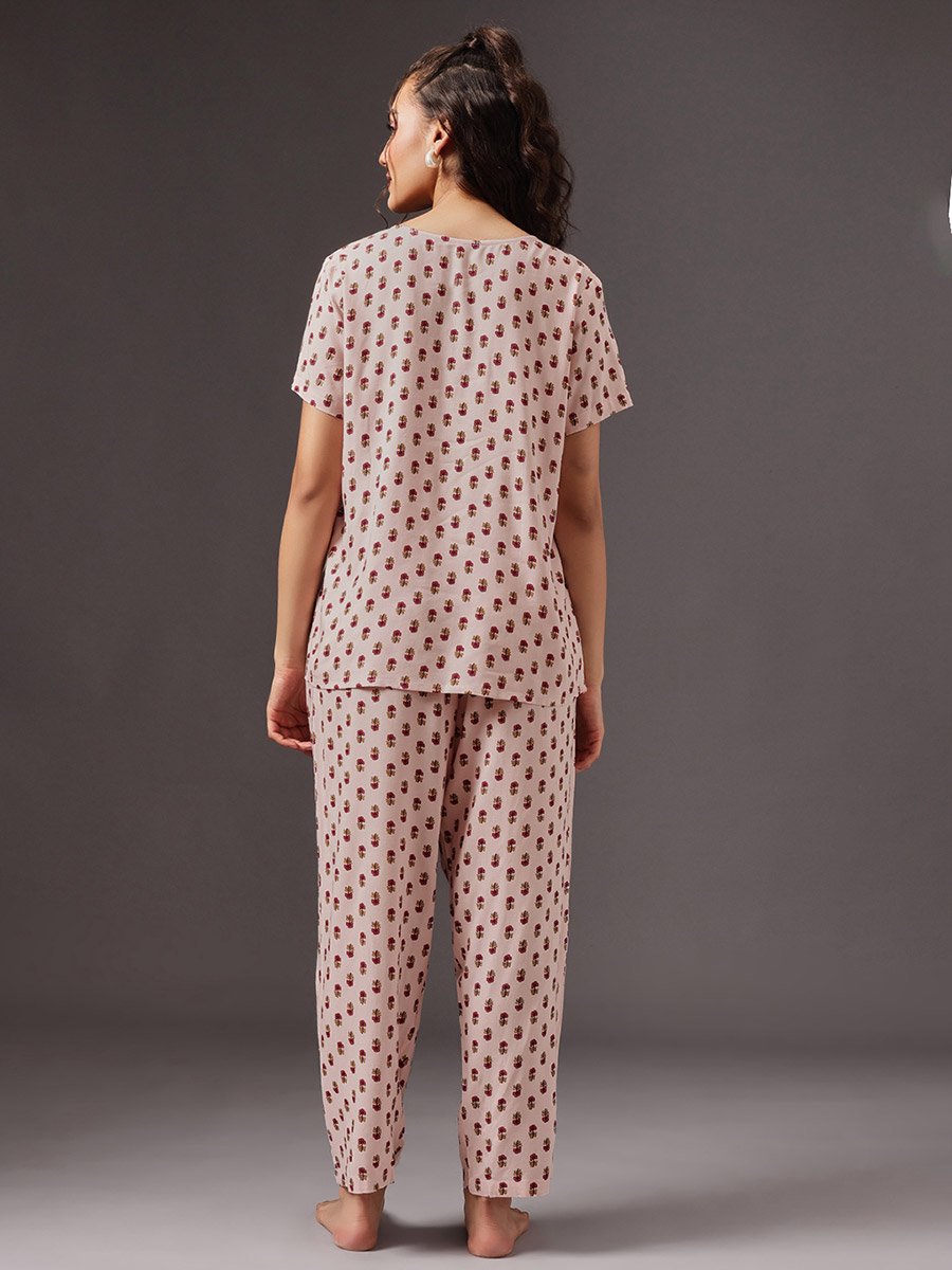 Floral Print Nursing Top and Pyjama Set