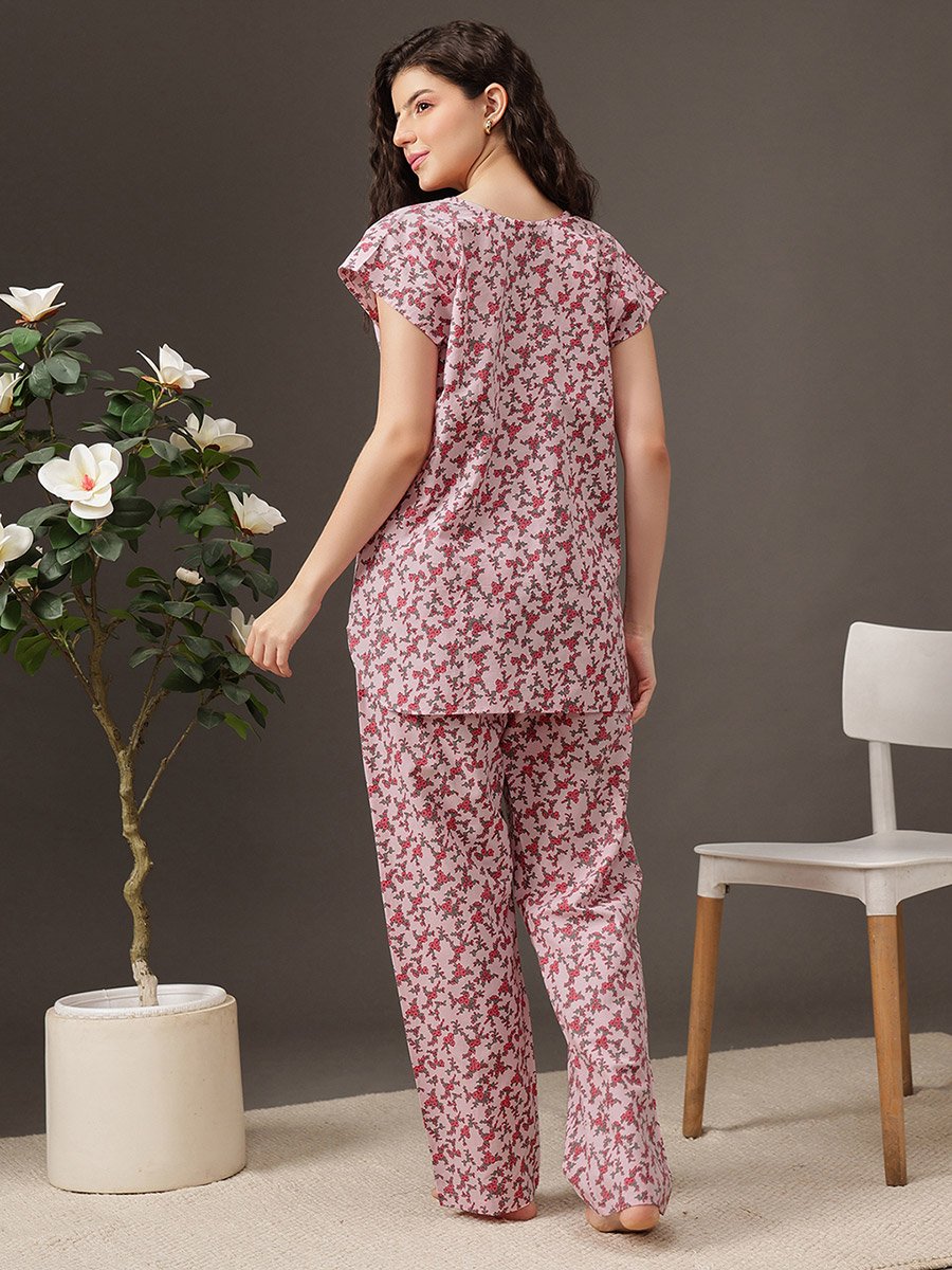 Floral Print Longline Top and Pyjama Set