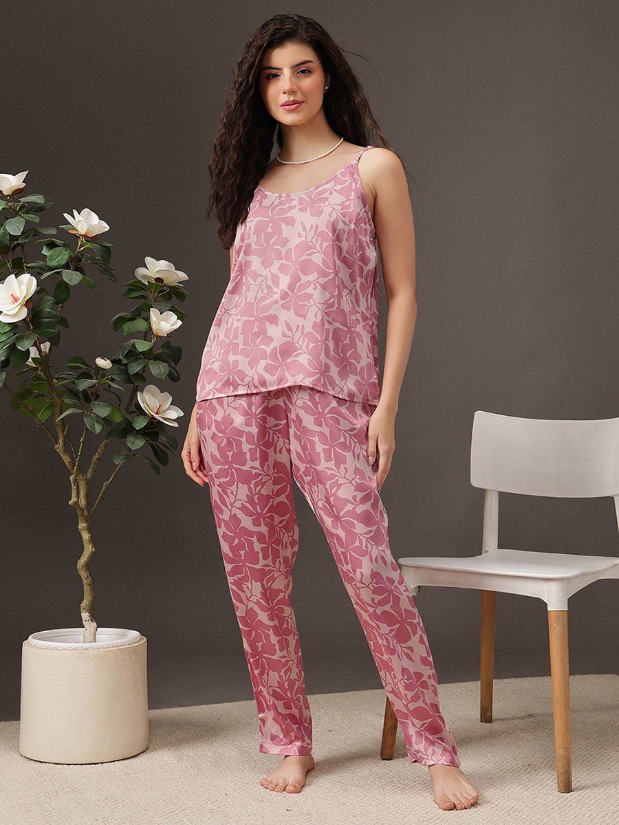 Pack of 3 - Floral Satin Cami, Robe and Pyjama