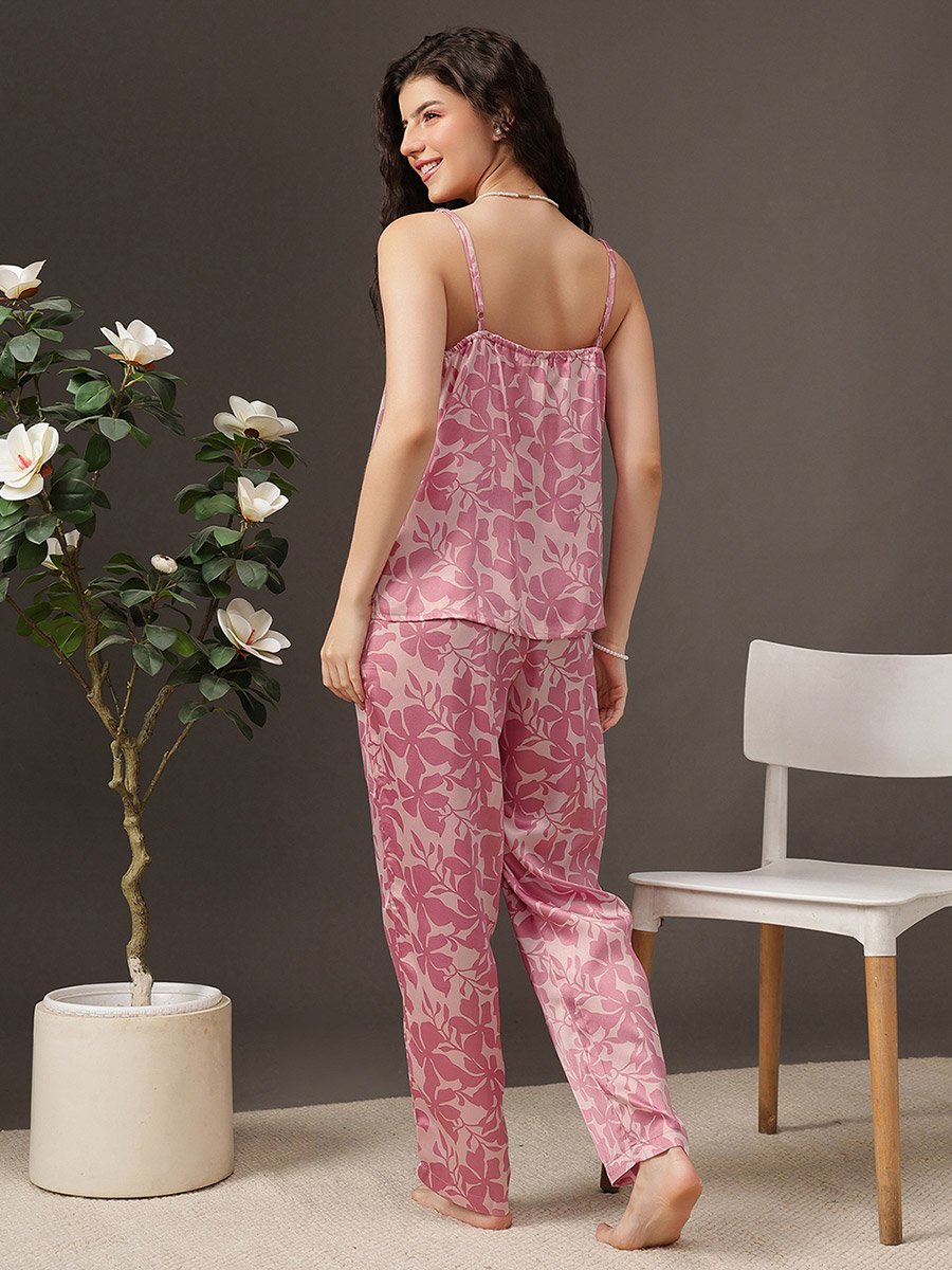 Pack of 3 - Floral Satin Cami, Robe and Pyjama