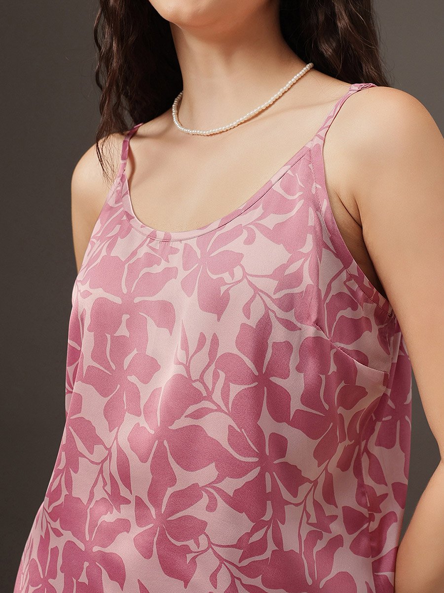 Pack of 3 - Floral Satin Cami, Robe and Pyjama