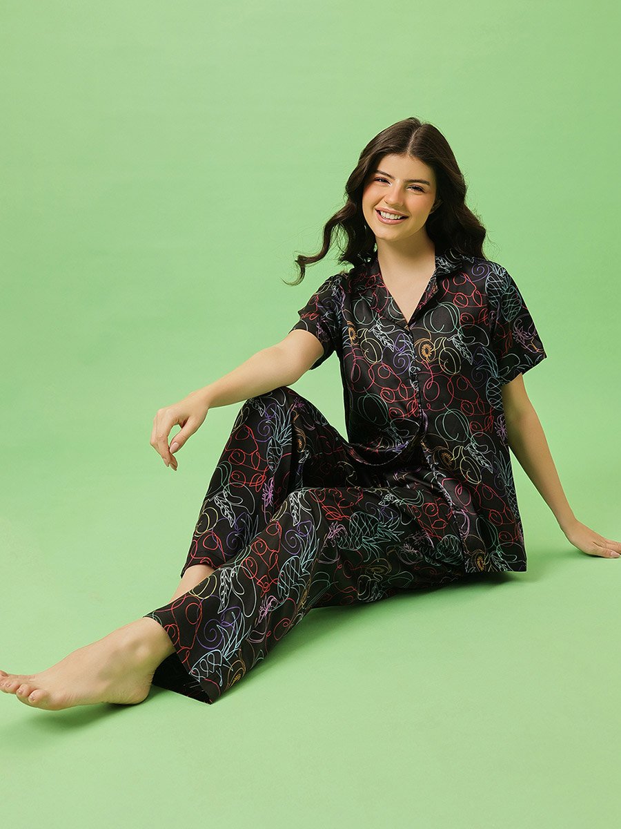 All Over Print Shirt and Pyjama Set