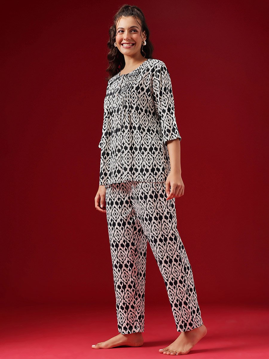 All Over Print Kurta Top and Pyjama Set