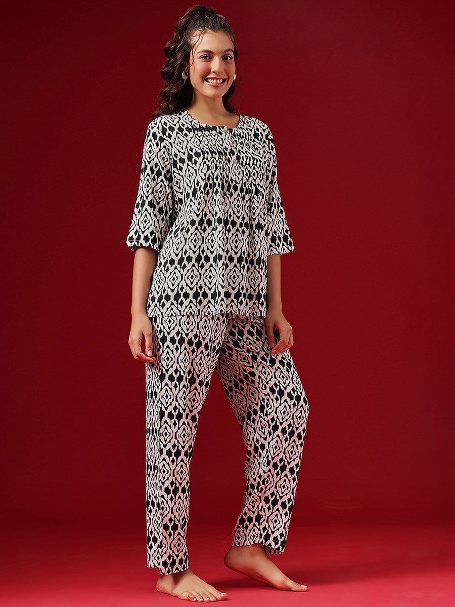All Over Print Kurta Top and Pyjama Set