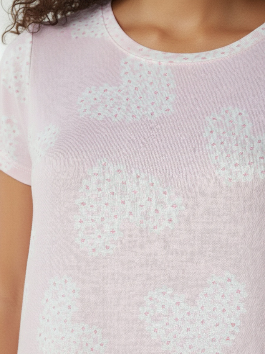 Set of 2 - Short Sleeve Floral Print Cotton Nightdress