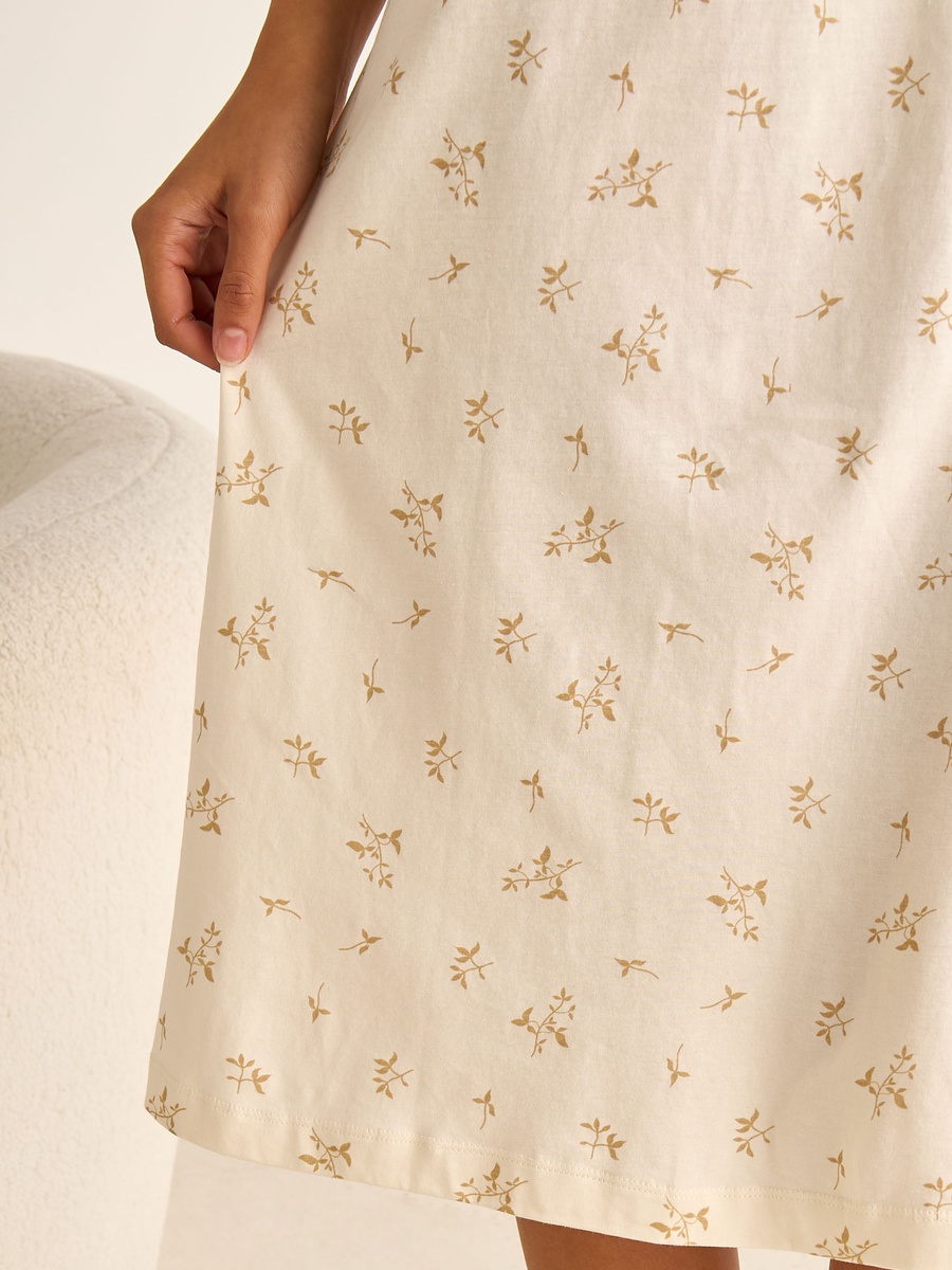 Embroidered Cotton Nightdress with Short Sleeves