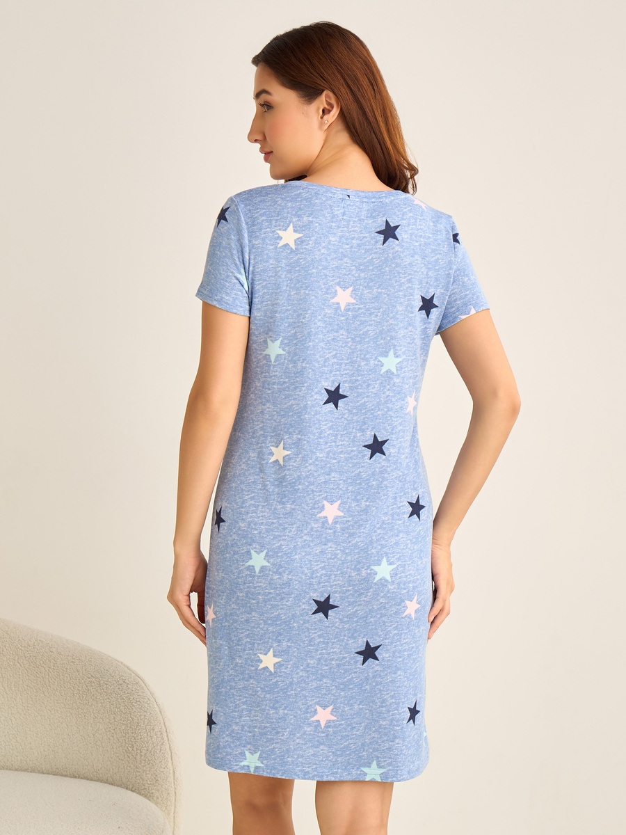 Set of 2 - Star Print Short Sleeve Nightdress