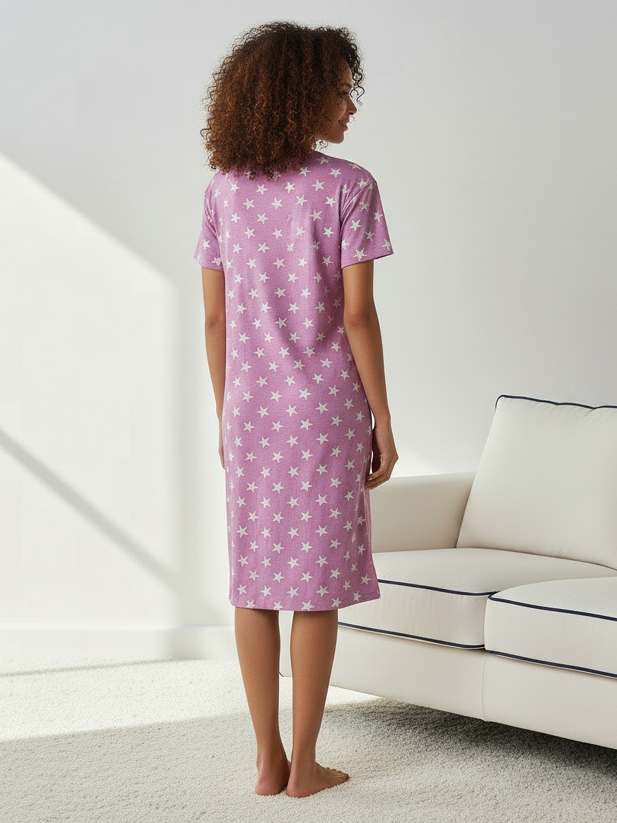 Printed Sleepshirt with Short Sleeves