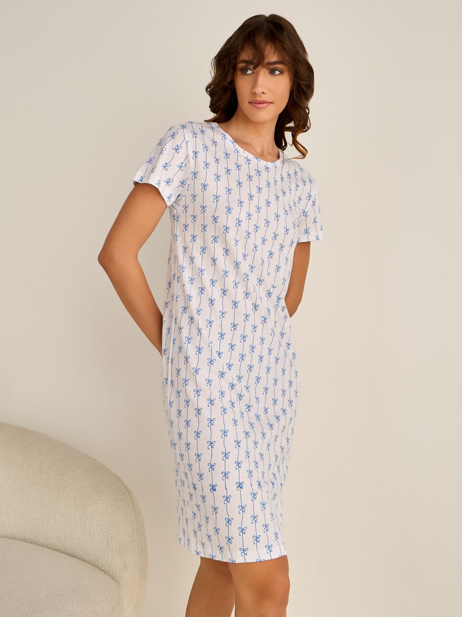 Printed Sleepshirt with Short Sleeves